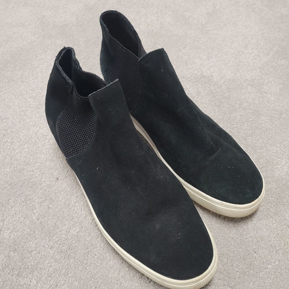 STEVE MADDEN black Sultan hi-cut Chelsea Wedge sneakers 11